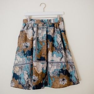 Modcloth Cotton Skirt with Pockets in Maps
